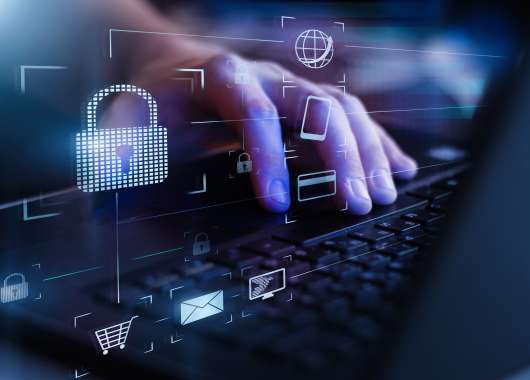 Dark photo with a hand access secure accounts.