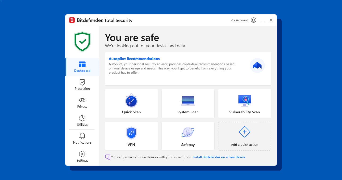 Screenshot of Bitdefender gaming antivirus