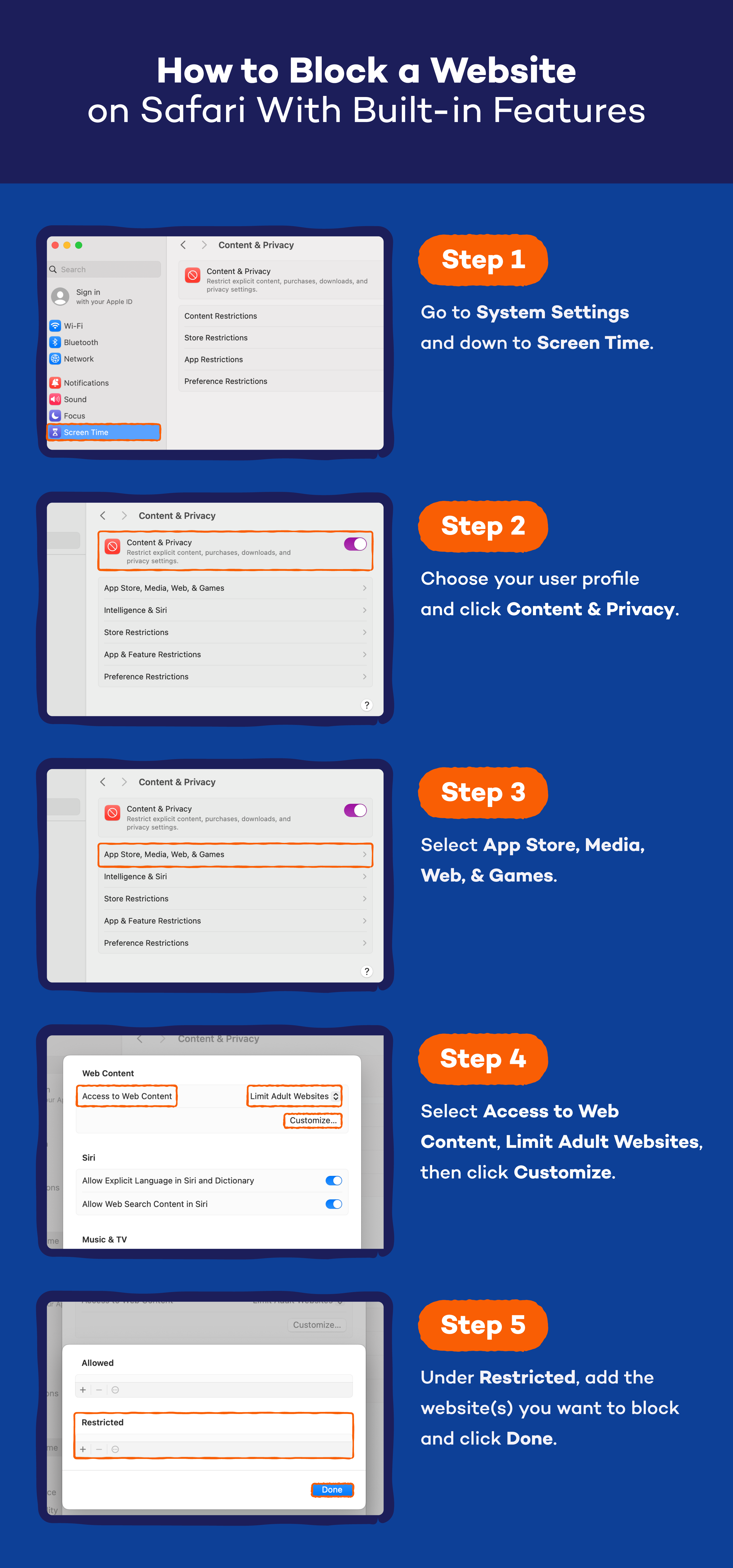 How to block a website on Safari