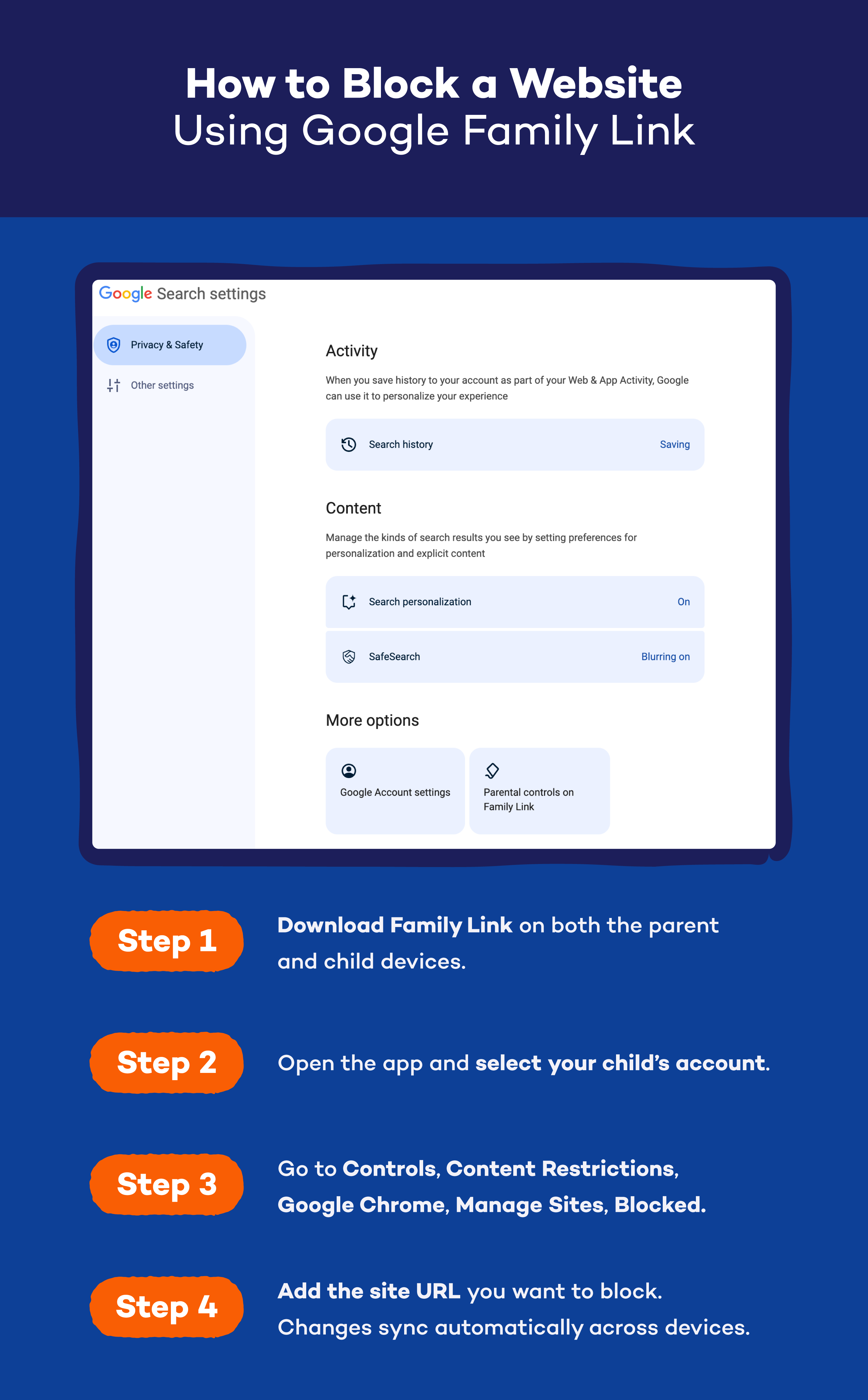 How to block a website with Google Family Link