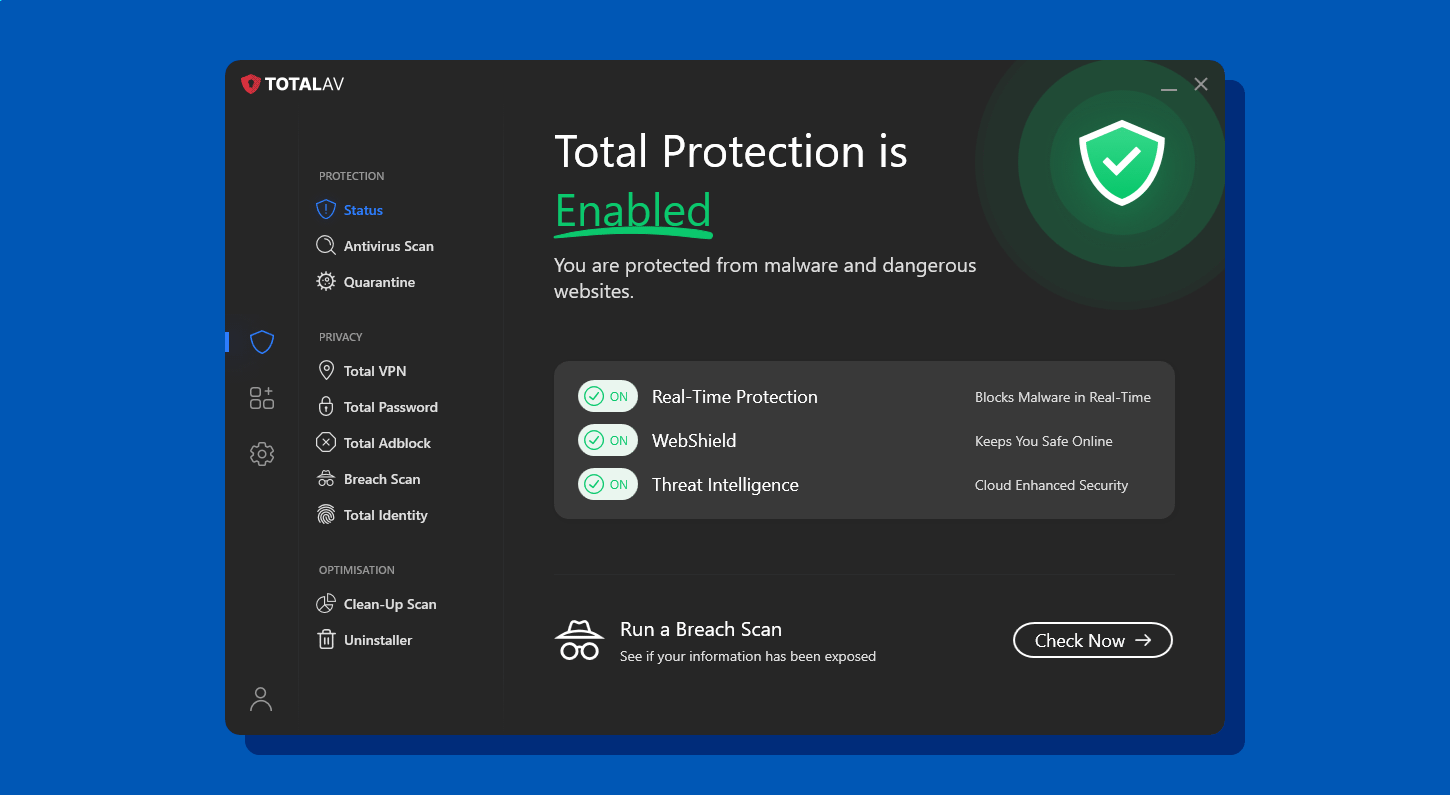 Screenshot of TotalAV gaming antivirus