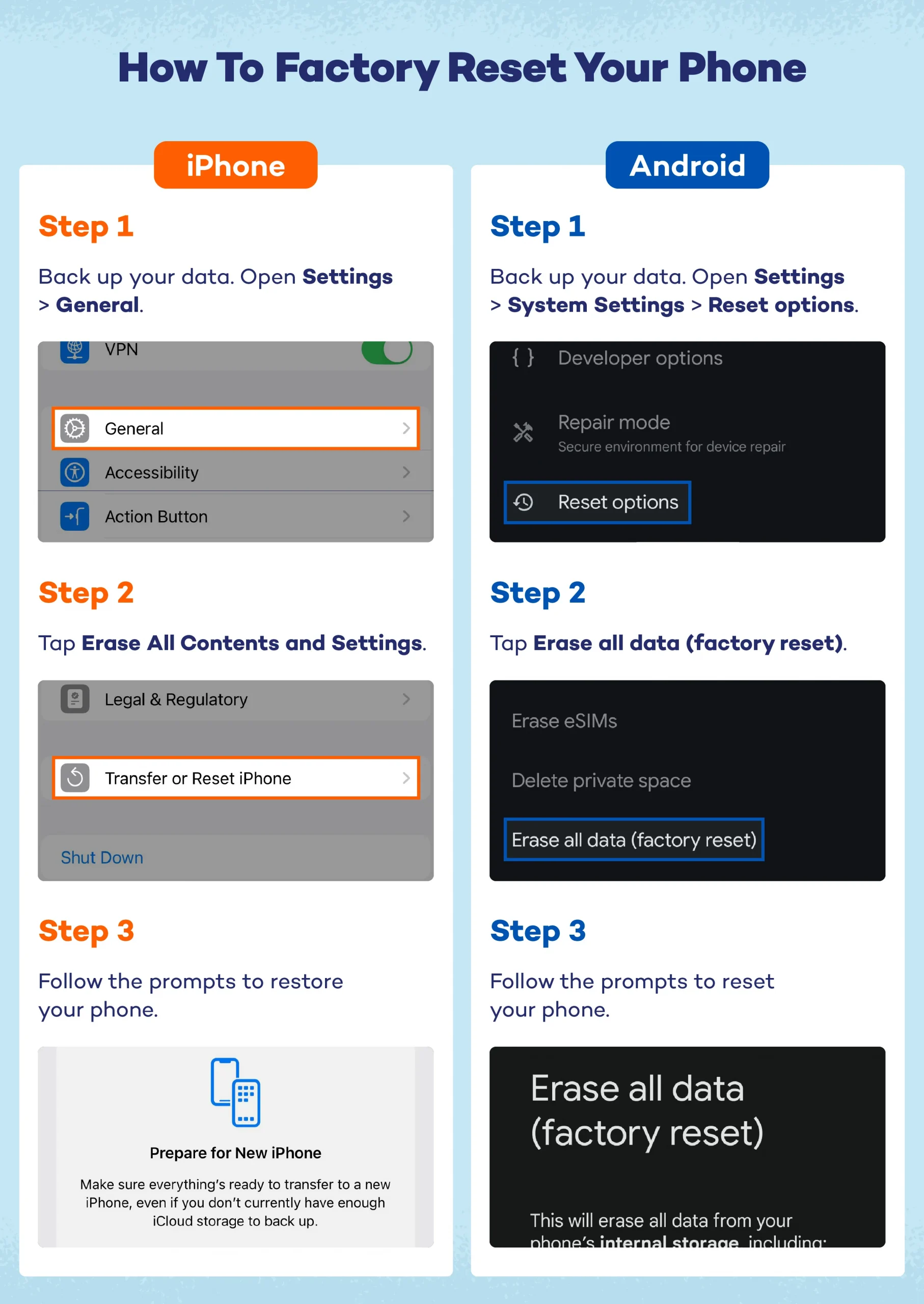 How to factory reset your phone