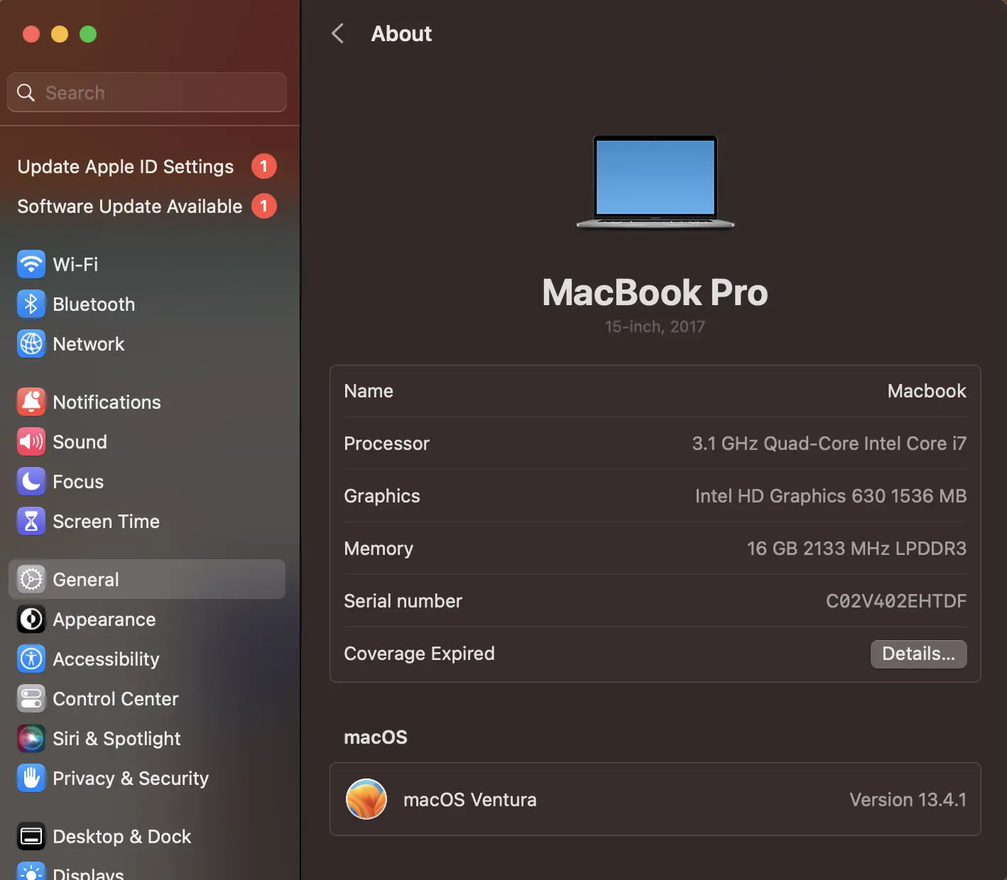Screenshot showing RAM on Mac