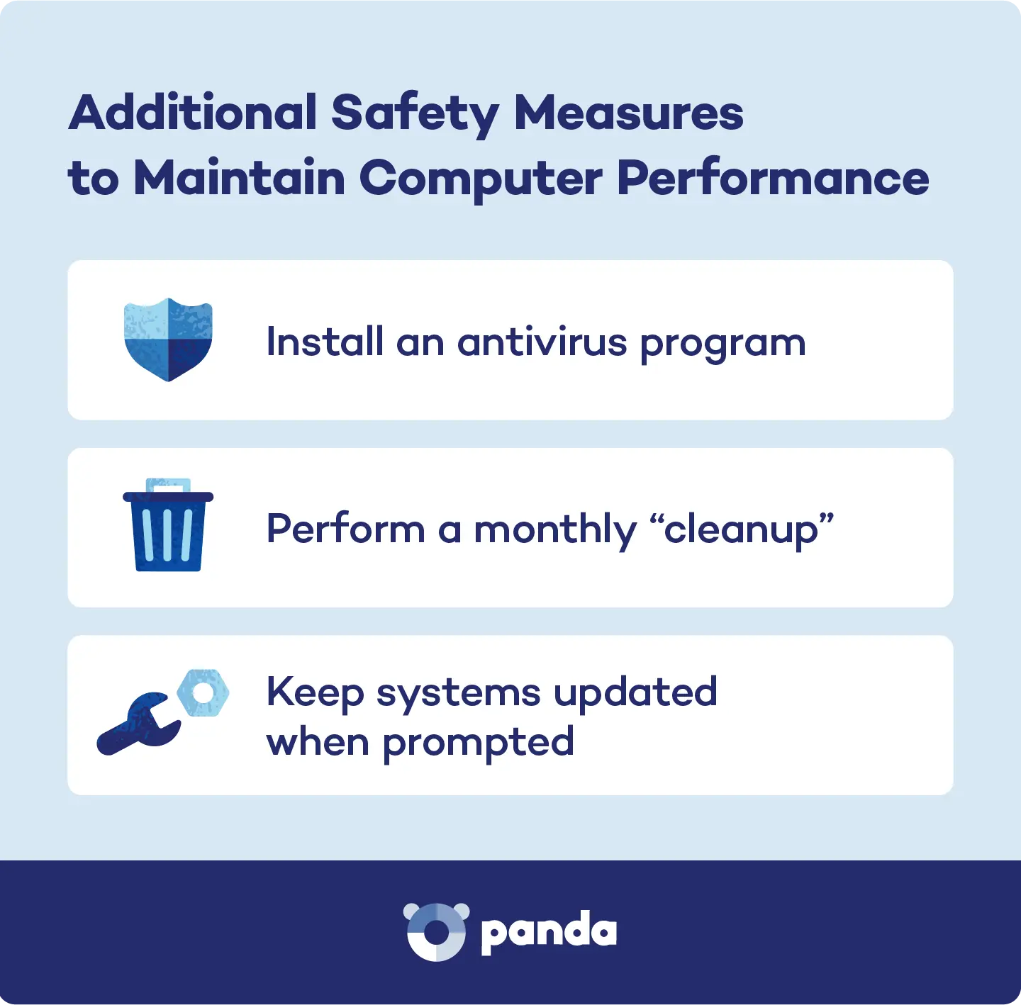 Illustration showing safety measures to make your computer faster and improve overall performance