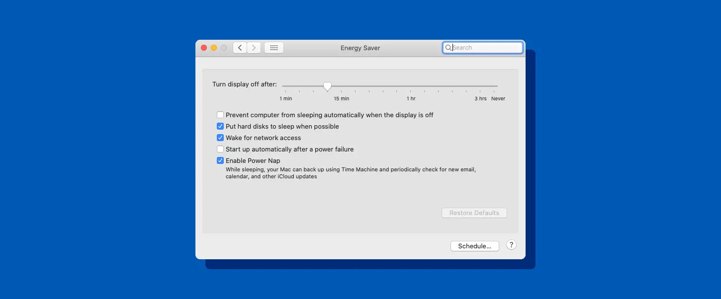 Changing the power plan on a Mac