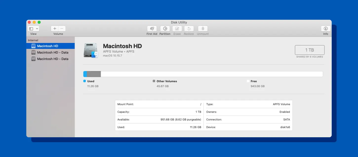 Checking hard disk space on a Mac