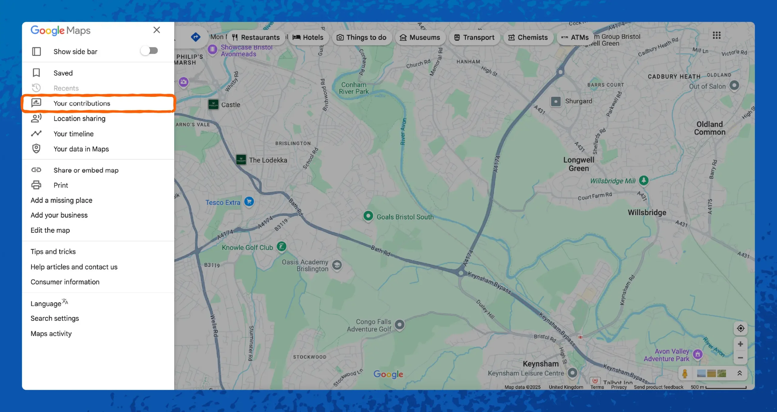 Screenshot of how to remove images from Google Maps. 