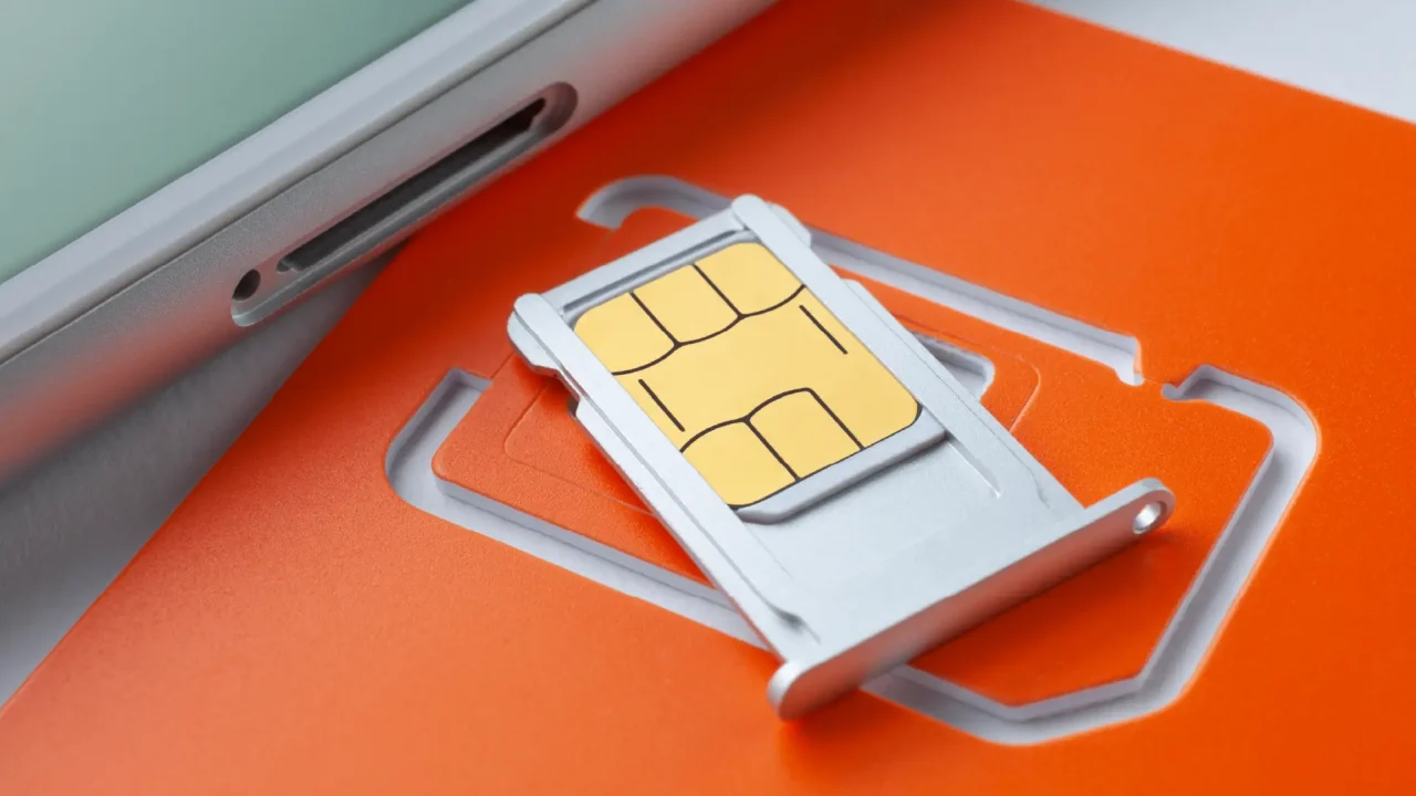 A sim card going into a port