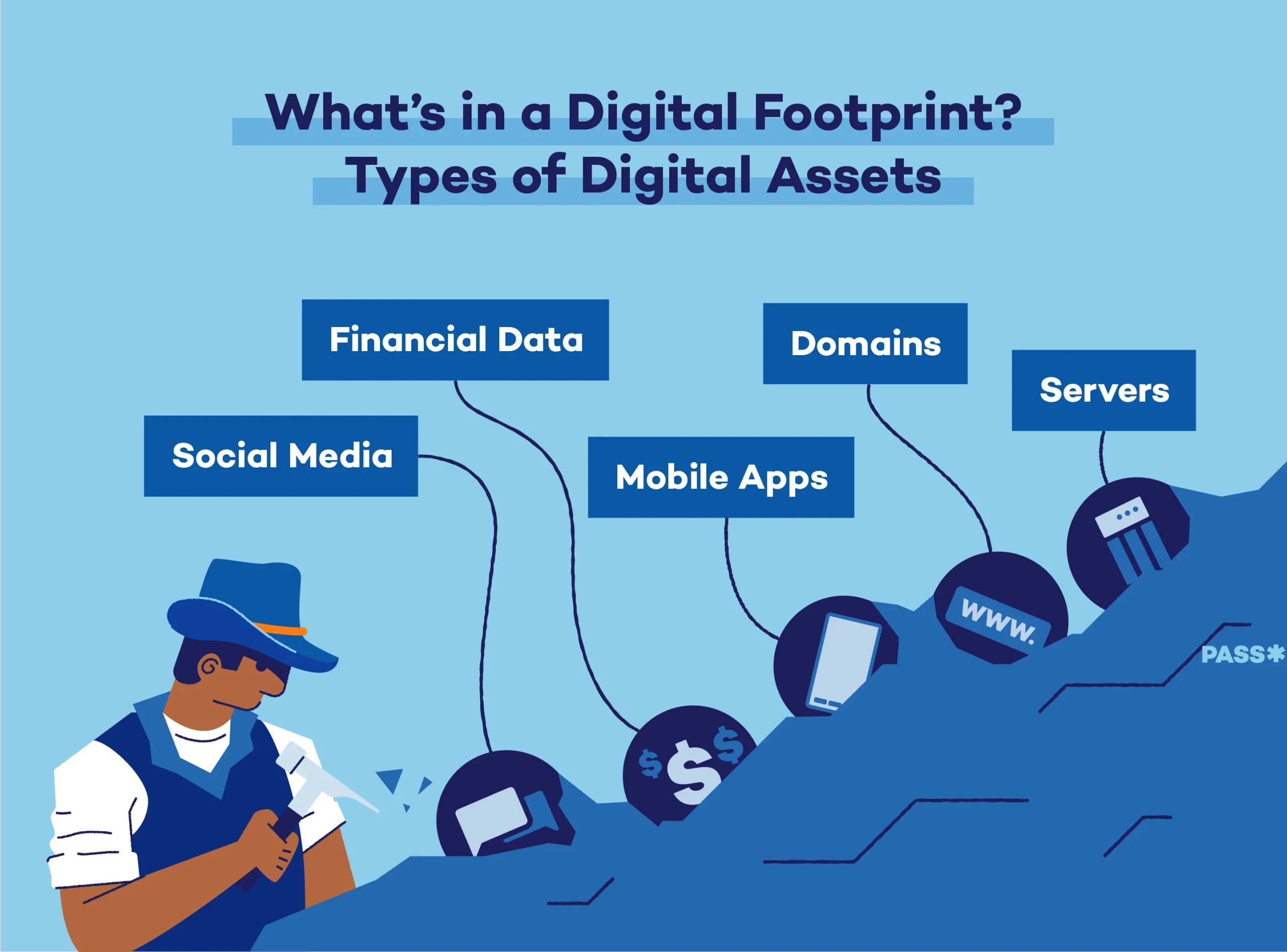 various types of digital assets included in a digital footprint