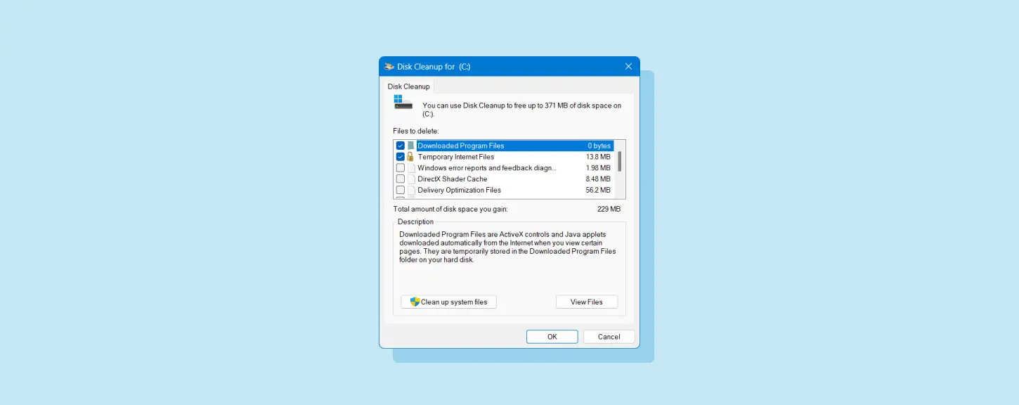 Disk cleanup on Windows